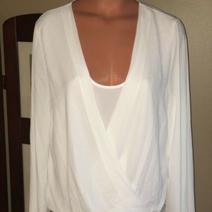 BCBGMaxAzria White Wrap Blouse